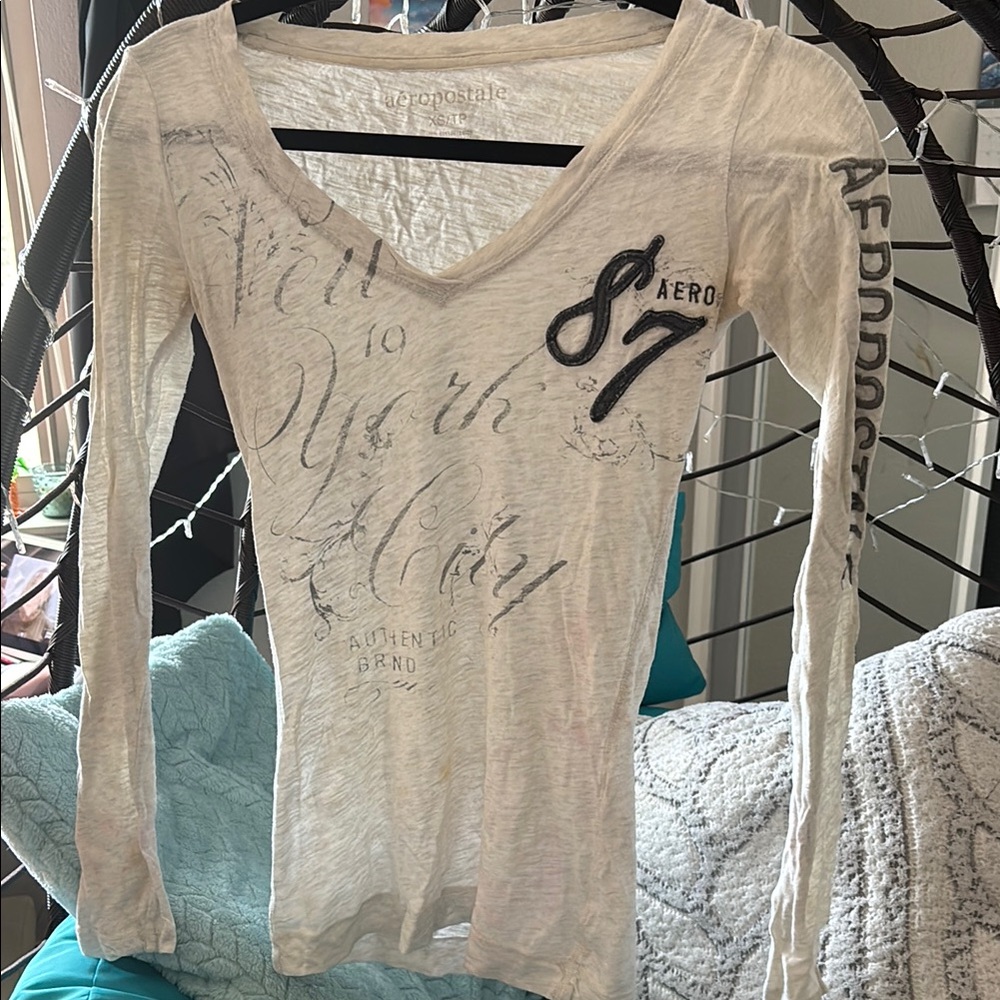 Aeropostale White Long Sleeve Top